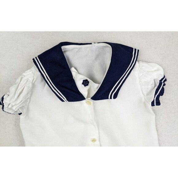 VINTAGE INFANT BABY NAUTICAL THEMED SAILOR OUTFIT DRESS - - Picture 5 of 11